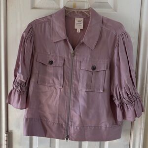 Cinq à Sept Pink Top Holly Satin shirt/jacket. NWOT